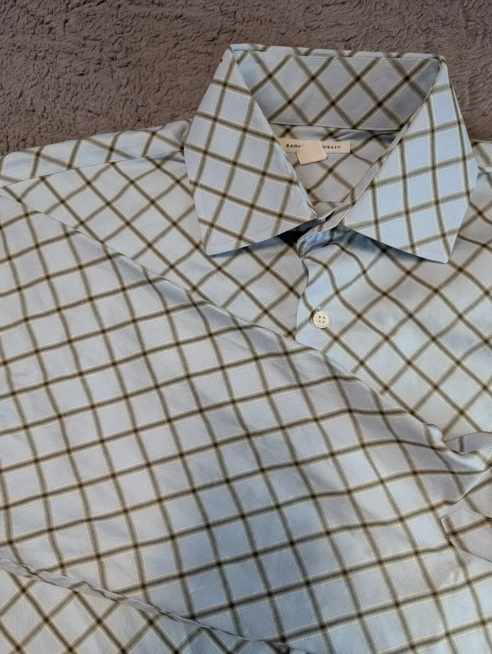 Men's Banana Republic Button-up Shirt, Blue/Brown - Size L